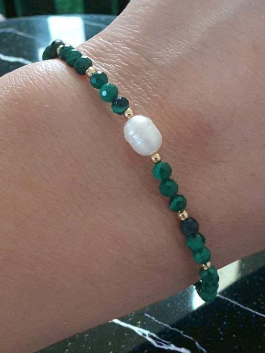 Ezera Damen Armband aus Silber Vergoldet mit Perlen 18cm