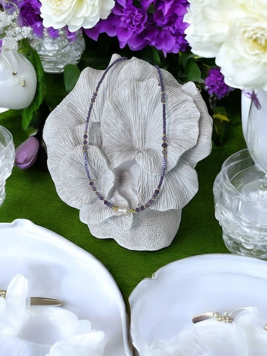 Ezera Choker Din Argint Plăcat Cu Aur Violet