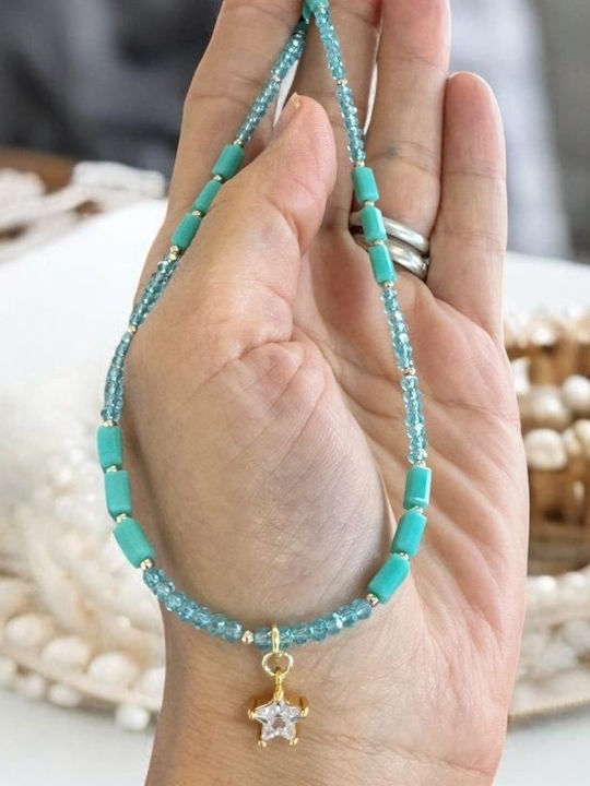 Ezera Vergoldetes Choker mit Zirkon Blau