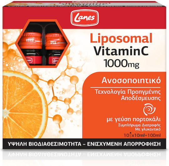 Lanes Liposomal Vitamin C Βιταμίνη για Ενίσχυση του Ανοσοποιητικού, τo Δέρμα & Αντιοξειδωτική δράση 1000mg Πορτοκάλι 100ml