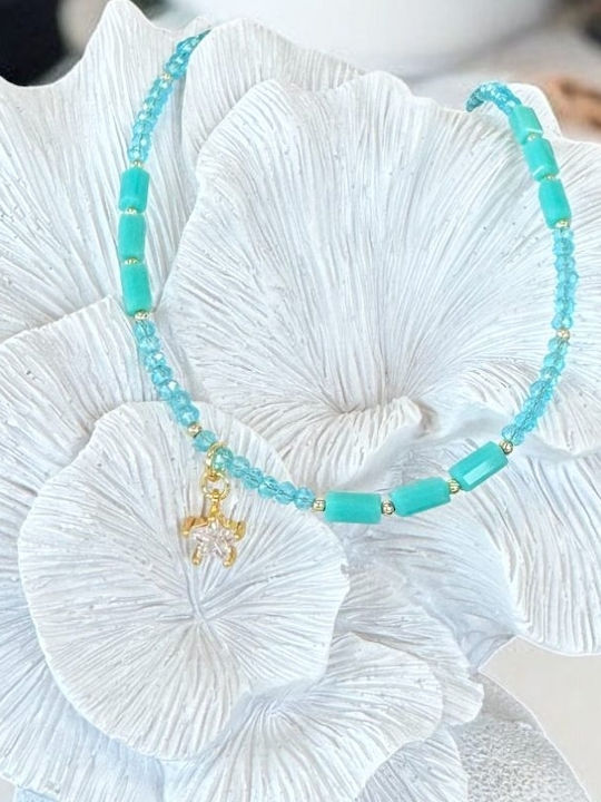 Ezera Vergoldetes Choker mit Zirkon Blau