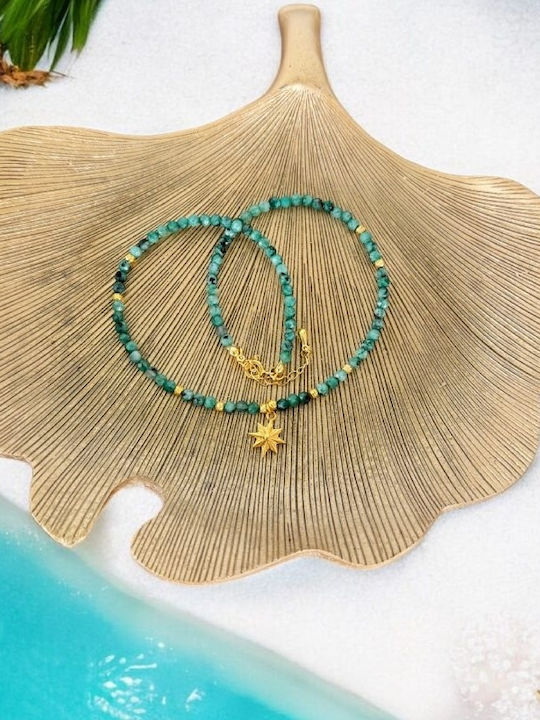 Ezera Choker Semn Zodiacal Leu Din Argint Plăcut Cu Aur Verde