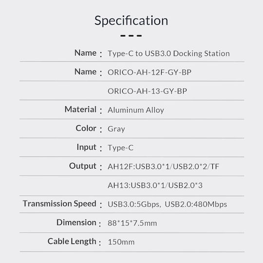Orico USB Хъб 4 Порта USB 3.1 с USB-A Сив