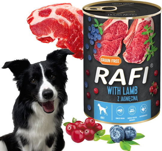 Rafi Hrana Umedă Pentru Câini în Conservă Dietetică cu Miel Fără Cereale 6x400gr