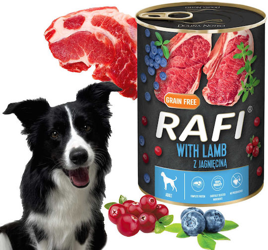 Rafi Hrana Umedă Pentru Câini în Conservă Dietetică cu Miel Fără Cereale 6x400gr