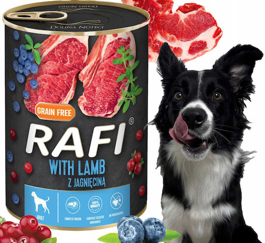 Rafi Hrana Umedă Pentru Câini în Conservă Dietetică cu Miel Fără Cereale 6x400gr