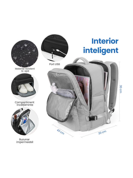 Quasar Rucsac extensibil pentru bagaj de mână Waterproof 36 lt Gri