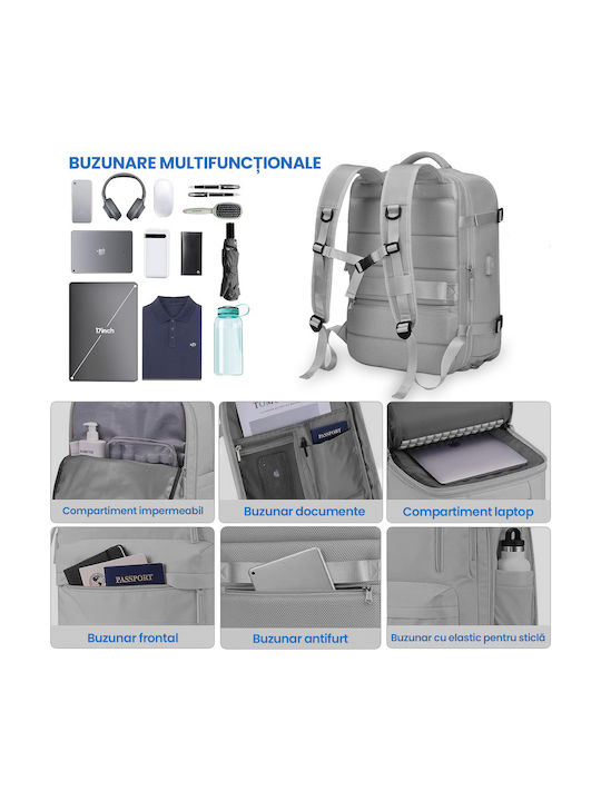 Quasar Rucsac extensibil pentru bagaj de mână Waterproof 36 lt Gri