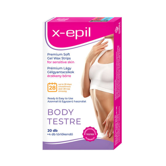 x-epil Benzi Depilatoare Premium Moi Pentru Pieli Sensibile 20 Bucăți
