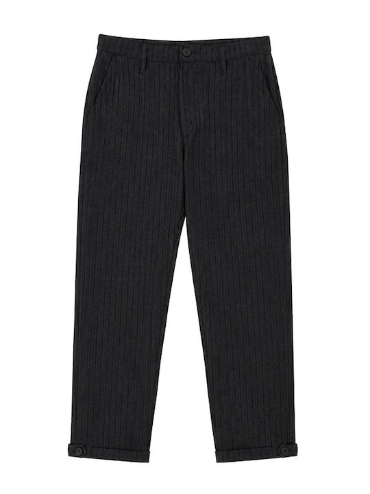 Pisa Men's Chino Elastic Slim Fit Grey Black Trousers