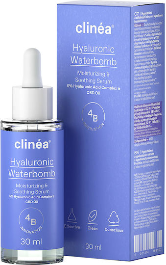 Clinea Hyaluronic Waterbomb Καταπραϋντικό & Αντιγηραντικό Serum Booster Προσώπου με Υαλουρονικό Οξύ για Αναζωογόνηση 30ml