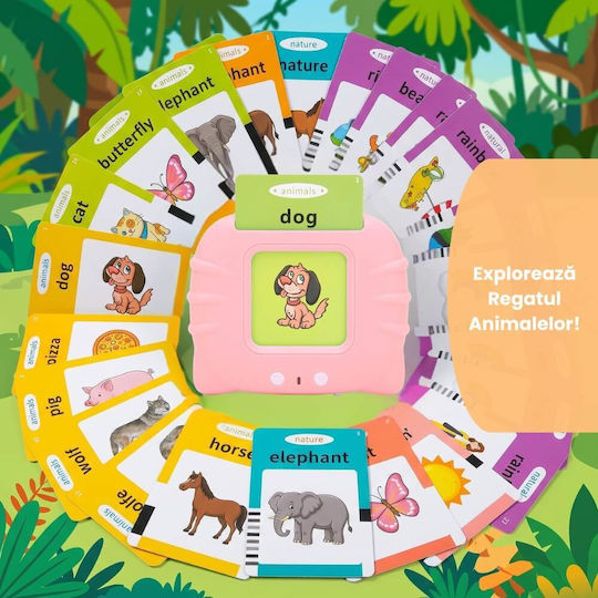 Jucărie Educativă Interactivă Cititor De Carduri Pentru Copii 224 Cuvinte În Engleză Învățare Prin Joacă Vocabular Animale Fructe Mașini Usb Reîncărcabil Albastru Roz