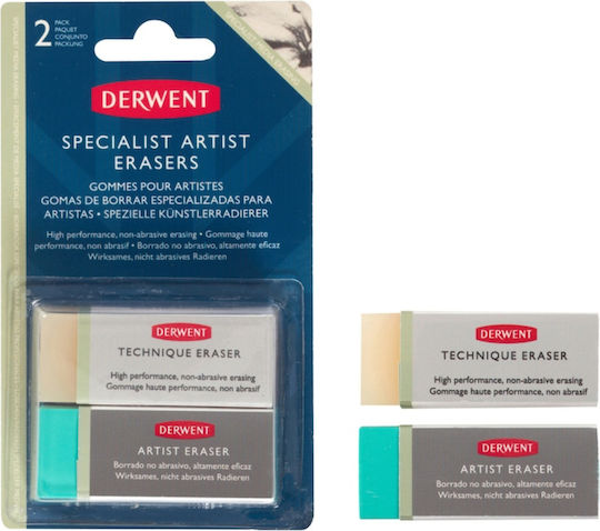 Derwent Derwent Professional Eraser 2 Pc Set Cream Technical Drawing Blue Soft Pencils