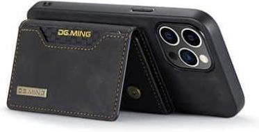 DG.MING Synthetic Leather Wallet / Tempered Glass Black (iPhone 15 Pro) Case085039