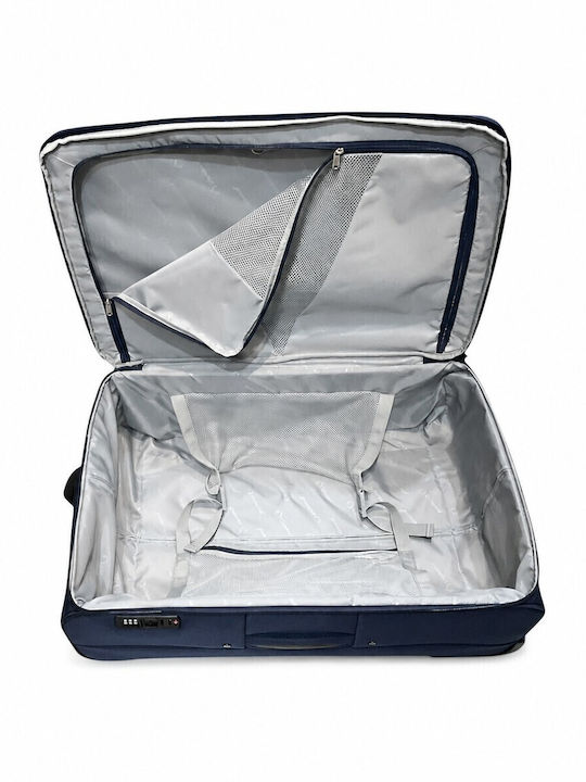 Diplomat Venice Large Fabric Blue Suitcase Height 75cm