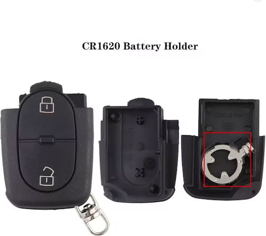 Techstar Husa Pentru Chei Auto Cu 2 Butoane Compatibil Vw Golf Mk4 Passat B5 Bora 1998–2001 Lama Hu66 Baterie Cr1620