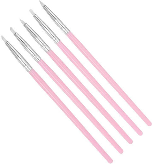 Wd Nail Art Silikon Pinsel Set Nagelkunst Pinsel Silikon 5 Stück Rosa