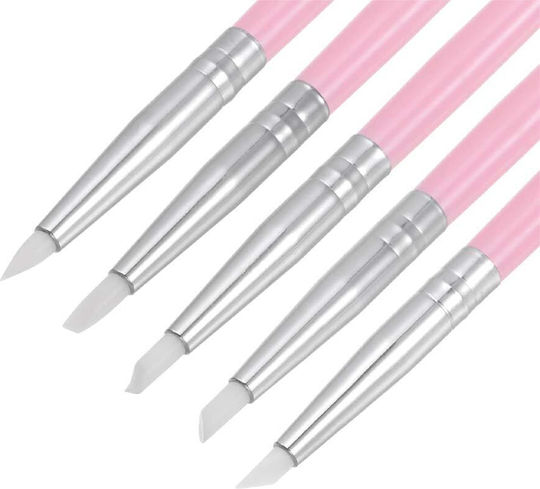 Wd Nail Art Silikon Pinsel Set Nagelkunst Pinsel Silikon 5 Stück Rosa