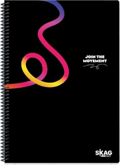 Skag Spiral Notebook Ruled A4 60 Sheets 2 Subjects Color Black