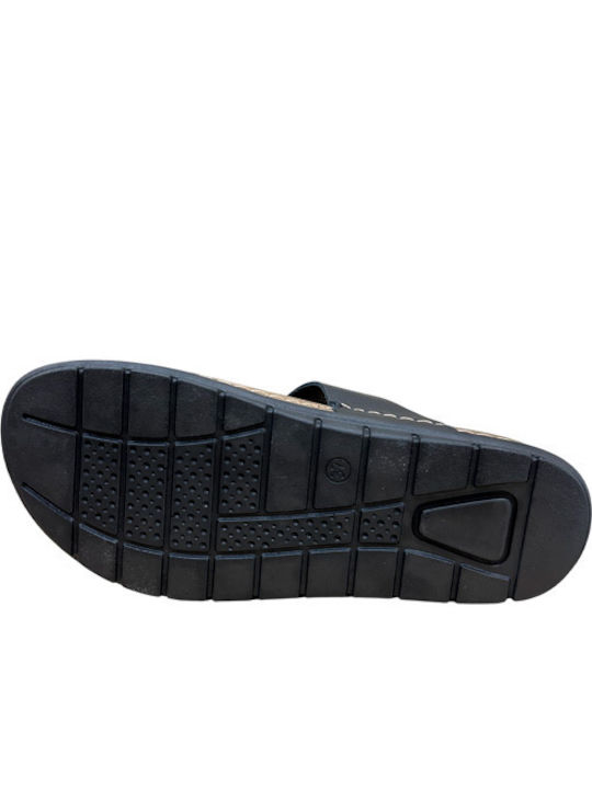 Leather Women's Flat Sandals Black SIENNA-60301M