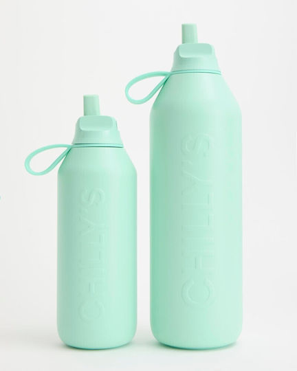 Chilly's Series 3 Flip Бутилка Термос Неръждаема стомана Без BPA 500ml Опалово зелено с Мундщук, Примка и Сламка