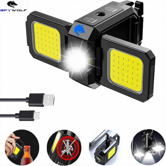 Spywolf Mini Ultra Strong LED Waterproof Multipurpose COB Rechargeable Flashlight Type-C Port 6 Pcs TC-563