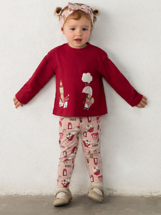 Kids Set with Leggings Winter 2 Pieces Burgundy