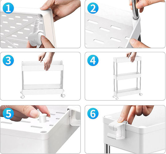 Corner Floor Bathroom Shelf with 4 Shelves 85x38x13cm White