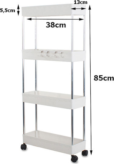 Corner Floor Bathroom Shelf with 4 Shelves 85x38x13cm White