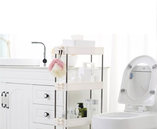 Corner Floor Bathroom Shelf with 4 Shelves 85x38x13cm White