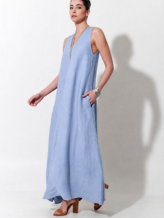 Summer Maxi Slip Dress for Wedding Christening Sky Blue
