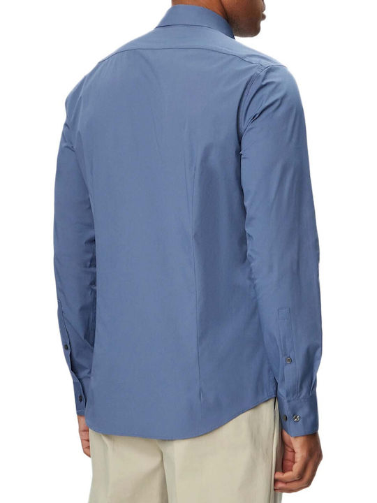 Calvin Klein Langärmeliges Herrenhemd in Enge Passform Blau Raph