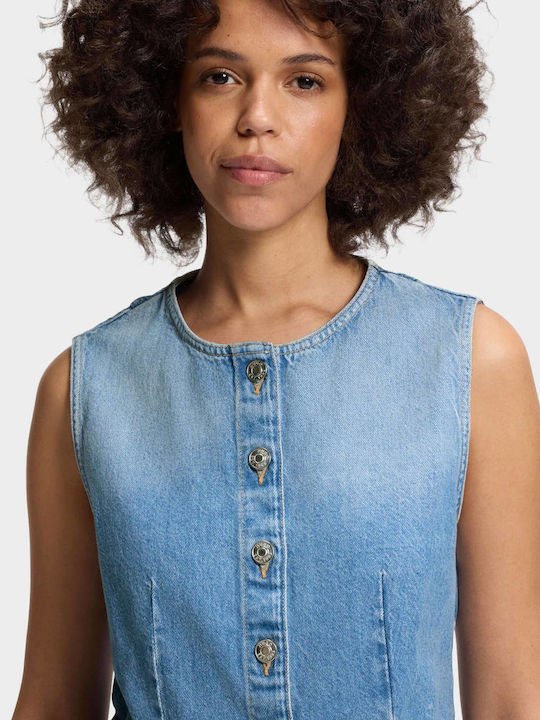 Γυναικεία Μπλούζα Βαμβακερή Αμάνικη Medium Aged Denim