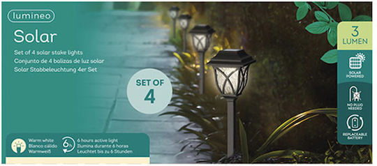 Lumineo Set 4 Lampi Solare Spiked Lanternă Cu Lumină Alb Cald 10x33cm