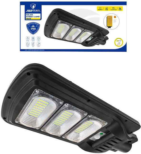 Jortan Waterproof Solar Road Light 150W Cold White 6500K with Motion Sensor, Photocell and Remote Control IP66