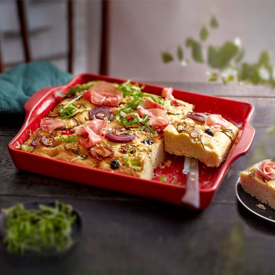 Emile Henry Rectangular Heat-Resistant Cookware Ceramic with Stand 40x31.5x8.8cm