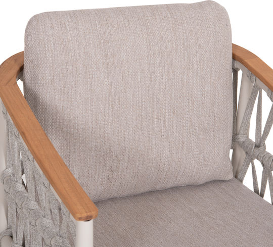 Outdoor Dining Set Stream 5 Pieces Cream with Pillows