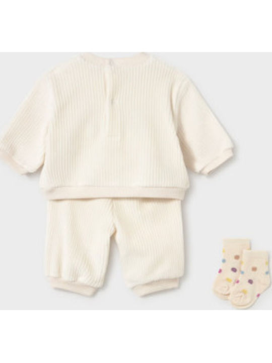 Kids Sweatpants Set Ecru 3 Pieces