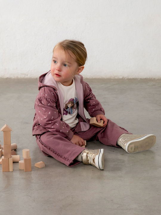 Kids Tracksuit Set With Jacket Dark Purple 3 Pieces