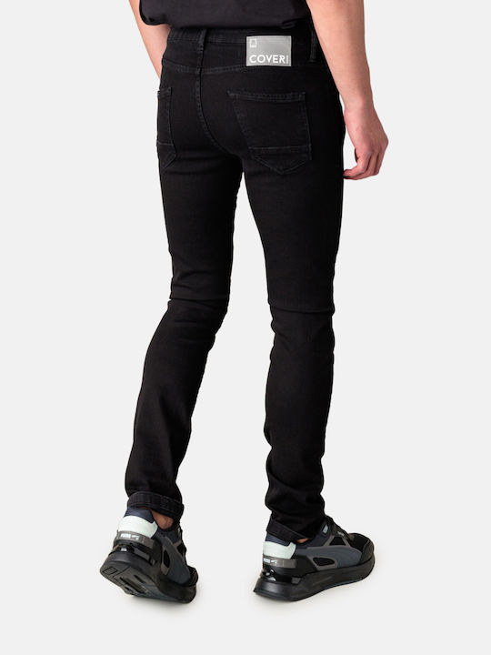 Cover Men's Jeans Pants with Skinny Fit Full-Black