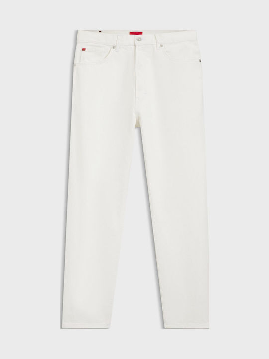 Pantaloni De Blugi Pentru Bărbați Slim Tapered Fit Albi