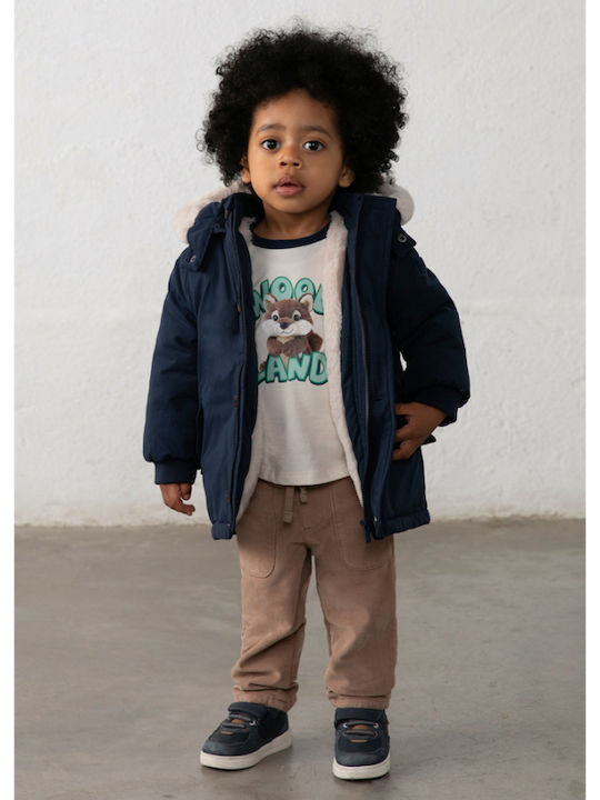 Kids Parka Short Hooded Blue