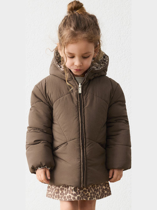 Kids Casual Short Hooded Jacket Chestnut