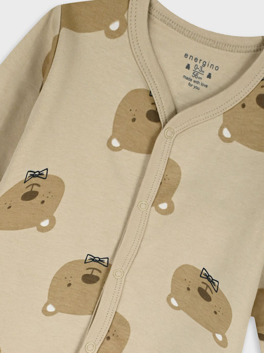 Energiers Energino Baby Set Onesie with Cap Beige-Brown 2 Pieces