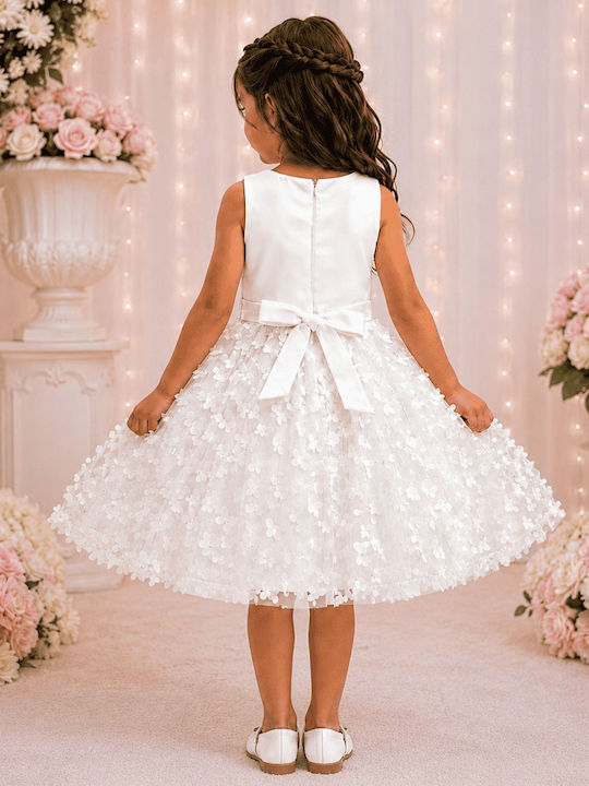 Mädchenkleid mit Pailletten Weiß
