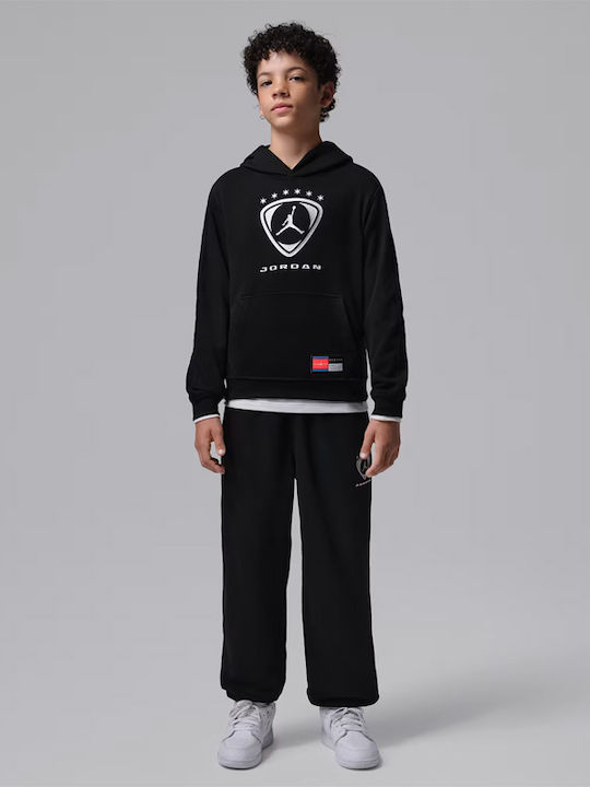 Fleece Παιδικό Φούτερ με Κουκούλα Μαύρο