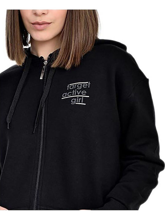 Μακριά Γυναικεία Sweatshirts & Hoodies für Damen με Κουκούλα Schwarz