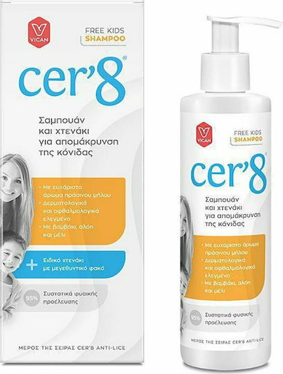 Cer'8 Anti Lice Препарат Против Въшки Комплект с Шампоан и Гребен за Профилактика Срещу Въшки 200 мл