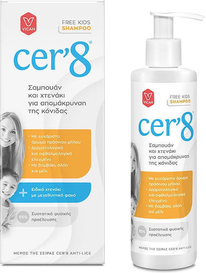 Cer'8 Anti Lice Препарат Против Въшки Комплект с Шампоан и Гребен за Профилактика Срещу Въшки 200 мл
