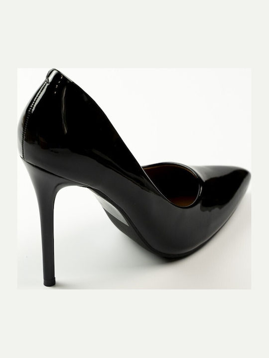 Pointed Toe Heels from Patent Leather with Stiletto Heel Black